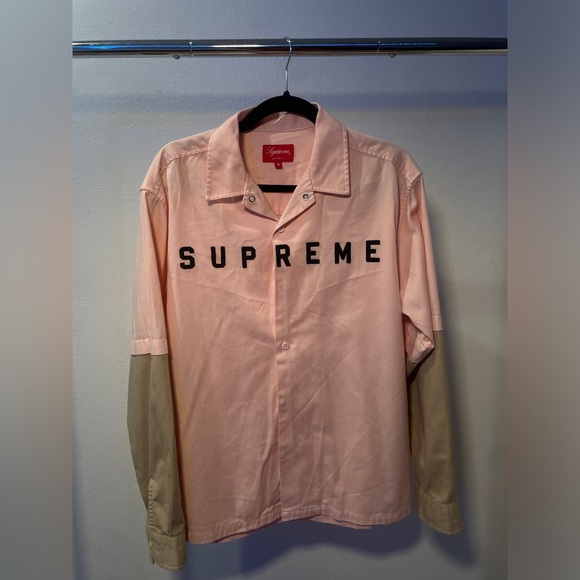 Supreme 2-Tone Work Shirt Casual Button Down Shirts